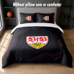 VfB Stuttgart Disainvoodi Voodipesukomplekt 1 Tekikott + 2 Padjap&uuml;&uuml;ri Pehme Hingav Kodune Voodipesu 135cm*200cm gray