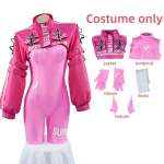 Naiste Nikki Alice Cosplay Kost&uuml;&uuml;m Bodysuit K&otilde;rvakinnaste ja Parukaga Cosplay Latekskassikost&uuml;&uuml;m Jumpsuit Jakk &Uuml;likond L pink