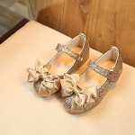 RE Fashion T&uuml;drukute Sandaalid Lastele Printsess Bowknot Dance Nahast &uuml;ksikud kingad 21 kuld