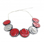 NOA [J4507] - Collier Cr&eacute;ateur 'Tulipes' rouge gris punane