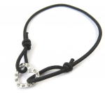 Les Tr&eacute;sors De Lily [N8894] - Bracelet Cr&eacute;ateur 'Love' noir argent&eacute; h&otilde;be