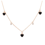 Les Tr&eacute;sors De Lily [Q2556] - terasest disainiga kaelakee 'Love' roosakasmust - s&uuml;damed 8x8 mm must