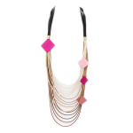 Les Tr&eacute;sors De Lily [Q5844] - Sautoir cr&eacute;ateur 'M&eacute;limba' rose beige - 105 cm- motif 5. 5 et 4 cm Heleroosa