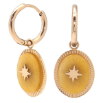 Les Tr&eacute;sors De Lily [Q8542] - Cr&eacute;oles cr&eacute;ateur acier 'Une Etoile est N&eacute;e' agate jaune dor&eacute; - 12 mm- 17x14 mm kollane