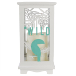 Les Tr&eacute;sors De Lily [Q8143] - Photophore bois bougie led 'Tropical' blanc vert (toucan - wild) - 23x15x12. 5 cm valge