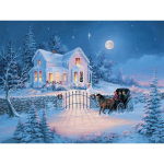 5D teemantmaaling Talvine lumemaastik T&auml;is&uuml;mmargune teemanttikandid ristpistes 20X30CM