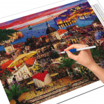 5D DIY Teemanttikandid Maja Rhinestone Art t&auml;isruudu teemantmaaling Mere&auml;&auml;rne maastik Seinakaunistus Full Round 20X30CM