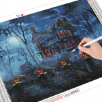 5D DIY teemantmaalimismaja t&auml;isruudu puurimiskomplekt Teemanttikandid maja mosaiik Halloweeni kodukaunistus Full Round (20X30CM)