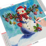 5D DIY Teemantmaaling J&otilde;ulud Lumememm Teemanttikandid Maastik Talvine Kunst Rhinestonest n&auml;put&ouml;&ouml; Sisustus koju Full Round （30x30CM）