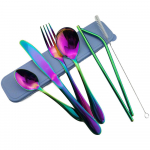 8 tk/komplekt vikerkaare h&otilde;ben&otilde;ude komplekt roostevabast terasest noa/kahvli/ teelusika k&otilde;rred 1 harjaga 1 kasti korduvkasutatav metallk&otilde;rs