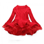 Talvine s&uuml;gis soe paks laste t&uuml;drukute kampsun, kootud kleit, &uuml;hev&auml;rviline pikkade varrukatega &scaron;ifoonkleit 130 punane