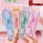 5 tk/komplekt Kirjatarvete komplekt Lastep&auml;eva kingitused Uue semestri kingituste pakett &otilde;pilastele pliiatsikustutuskumm Pliiatsiteritaja joonlaud &otilde;pilane Blue bear