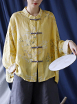 Johnature naiste vintage nahkhiire varrukatega ramjee s&auml;rgid S&uuml;gisn&ouml;&ouml;biga pikkade varrukatega pluusid Prindiga lillelised naiste s&auml;rgid One Size kollane