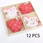 J&otilde;uluvana lumehelves j&otilde;uluehte ripatsid Xmas puidust j&otilde;ulup&auml;evakaunistus j&otilde;ulupuufestivali kujundus 12PCS/Box
