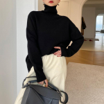 Hirsionsan talvised elegantsed paksud soojad pulloverid naistele kilpkonnakaelusega kootud kampsun, naiste vaba vabaaja kudumid, naiste džemprid one size beež