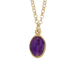 Les Tr&eacute;sors De Lily [R5493] - K&auml;sit&ouml;&ouml;na valmistatud h&otilde;bedane kaelakee Virgin Mary kuldne lilla - 10x7 mm lilla