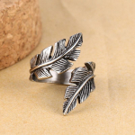 Ikuinen Vintage Feather Ring Meeste Ehted Roostevabast terasest Biker Style K&auml;sipoleerimine USA Suurus 7 8 9 10 11 12 7 h&otilde;be