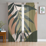 Troopilised džunglilehed Okaspuust l&auml;bipaistvad kardinad elutuppa Magamistoa Kodu K&ouml;&ouml;gi aknakaunistus T&uuml;ll Voile kardinad 1 PCS W100XH250cm