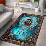 Vikingi logoga ristk&uuml;likukujuline vaip Norra m&uuml;toloogia S&uuml;mbolid Vaip Magamistoa Vaip elutoavaip kodukaunistuseks P&otilde;randavaip Vaiba ala vaip 40x120cm