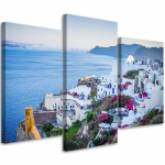 Kolmeosalise pildiga l&otilde;uendiprint Santorini Kreeka meri 60x40 sinine