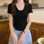 Sweet Spice Girl l&uuml;hike &otilde;lgade pingul salendav l&uuml;hikeste varrukatega T-s&auml;rk naiste suvine kalaluu ​​sisemine l&uuml;hike topp S roheline