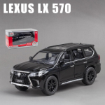 1/32 m&otilde;&otilde;tmetega Lexus LX570 maastikusulamist survevalatud automudel, tagasit&otilde;mmatav metallist s&otilde;iduki m&auml;nguasi heli ja valgusega 6 avatud ust lastele t&auml;iskasvanutele m&otilde;eldud kingituste kollektsioon 1/32-16x7x6cm must