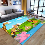 Multifilmid džungliloomade tr&uuml;kised vaip lapsed m&auml;ngivad vaipa elutuba magamistuba libisemisvastane vaip pildistamine rekvisiidid s&uuml;nnip&auml;evakingitus 80x120cm