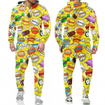 Meeste komplektid Naljakas Bang Graffiti 3D prinditud kapuutsid ja p&uuml;ksid Meeste dressid Hip Hop Trend Sportwear 2-osalised &uuml;likonnad, &uuml;lisuured r&otilde;ivad M