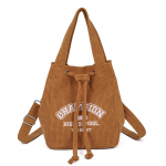 Canvas Bucket Bag Desinvolte 2023 uus moodne Corduroy College Wind One Shoulder Messenger tikitud kott valge