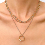 Bohemia metallist ringikujuline kihiline ketiga kaelakee naistele kullav&auml;rvi pika kihiga ketiga kaelaripats, naiste mood 01