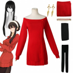 Anime SPY X FAMILY Cosplay Yor Forger Yor Briar Cosplay Seksikas punane kampsun Minikleit Thorn Princess Halloweeni karnevalikost&uuml;&uuml;mid L-(Costume+Wig)