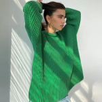 2023. aasta s&uuml;gisene &uuml;mara kaelusega roheline naiste kampsun pikkade varrukatega naiste kootud pulloverid, talvised vabad vabaaja soojad džemprid, kampsunid 29119 S roheline