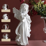 Nestasia K&auml;sit&ouml;&ouml;figuurid | Valge Palvetav Ingel Tiibadega ja Sileda Viimistlusega Dekoratsiooniks | Ideaalne Kingituseks (11,8 tolli)