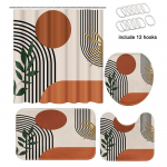 4 tk luksuslikud abstraktsed geomeetrilised du&scaron;ikardinate komplektid, veekindlad vannitoa jaoks, libisemiskindlad vannitoavaibad kaas WC kate vannimatt vannitoakomplekt 4pcs