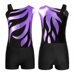 T&uuml;drukute s&auml;delevad metallik sportlikud tantsur&otilde;ivad, varrukateta trikood l&uuml;hikeste p&uuml;kstega ballettv&otilde;imlemise uisutamiseks 5-6 Years lavendel/must