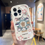 Cream Wave kaarjas silikoonist l&auml;ikiv pehme &uuml;mbris armsad multifilmid loomad prinditud kestaga mobiiltelefoni tagakaas iPhone'ile Samsung Xiaomi iPhone 7