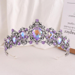 Barokk Retro Pruudikroon Purpur Rhinestone Crown Peapael Pulmakleit Peakate