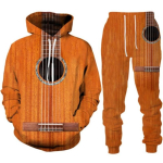 Naljakas kitarr Meeste 3D-printidega kapuutsid/p&uuml;ksid/&uuml;likond Harajuku Vintage paari dressikomplekt Isikup&auml;rane hip-hop t&auml;navar&otilde;ivad XL orange