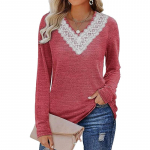 S&uuml;gistalvine &uuml;hev&auml;rviline pits Patchwork V kaelusega pikkade varrukatega avara T-s&auml;rk naiste suures suuruses topid S roheline