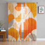 Retro lilleline h&otilde;lmikpuu biloba t&uuml;ll aknakardin Sheer Valances kardinad elutuppa kodukaunistuseks kardinapaneel 135W x 114H(cm)