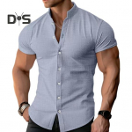 Meeste suvise s&auml;rgi krae &uuml;hev&auml;rviline &uuml;herealine Slim Fit kardigan l&uuml;hikeste varrukatega pehme hingav keskmise pikkusega vabaaja &auml;rimeeste kontoritopp 3XL hall