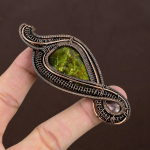Natural Green Opal, Rose Quartz Handmade Copper Wire Wrap Pendant 3.54 c5e24