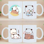 Mocha Cat Panda Bear Paar Keraamilised kohvi-teekruusid Hommikus&ouml;&ouml;gi magustoit Piim Veetassid Kodu Joogin&otilde;ud paarile &uuml;llatuskingitused 1