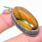 Natural Tiger Eye Gemstone Handmade 925 Sterling Silver Pendant 2.05 c5q27