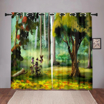 Loodus Metsa Puulehest Pimendavad aknakardinad Magamistoa Elutoa Vannitoa K&ouml;&ouml;k Uksesaal K&otilde;rge varjutus Erineva mustriga W50xH130(CM)x2PCS-Rod pocket