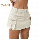 Naiste mini-teksaseelik, madala v&ouml;&ouml;kohaga koormaseelik tasku &uuml;hev&auml;rvilise n&ouml;&ouml;biga, t&otilde;mblukuga, l&uuml;hike seelik t&auml;navar&otilde;ivad XL khaki