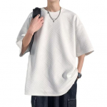 Meeste suvine T-s&auml;rk &Uuml;markaelus lahti keskmise pikkusega &uuml;hev&auml;rviline vahvlitekstuur Pluss suuruses poolvarrukad Jaapani stiilis t&auml;navar&otilde;ivad v&auml;litingimustes L valge