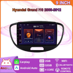 Juhtmeta Androidi autoraadio Carplay jaoks Hyundai Grand I10 2008-2012 Multimeedia videopleier GPS-navigatsioon WIFI 2+32GB 2+32GB black