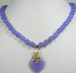 uus Ilus lilla jade & s&uuml;damekujuline jade ripats Kaelakee hea