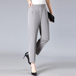 Keskealised naiste p&uuml;ksid suvised &otilde;hukesed k&otilde;rge v&ouml;&ouml;kohaga elastsed lahtised sirged p&uuml;ksid naiste vabaaja p&uuml;ksid 6XL hall